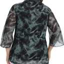 Betu Women's Plus Size Tops 3/4 Ruffle Sleeve Casual Work Mesh Blouses Printed Tunics Shirts (XXL)