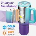 40 oz Leak-Proof Travel Tumbler with Handle & Flip Straw - Insulated Stainless Steel Mug Keeps Drinks Cold 34 Hours & Hot 10 Hours, Water Bottle Fits Car Cup Holder for All-Day Hydration at Work, Gym Indigo Black, 40 Ounces