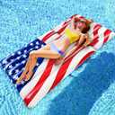72" Inflatable American Flag Pool Floats Adults, Inflatable Tanning Pool Raft with Patriotic US Stars Cool Water Swimming Pool Floaties Lake Lounger Pool Float for Adults 250th Anniversary 4th of July