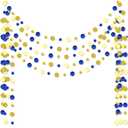 Outus 5 Pieces 13.1 ft Blue Gold Circle Dots Garland Hanging Paper Dot Streamer for 2026 Graduations Birthday Wedding Baby Shower Nautical Pirate Theme Party Decorations Supplies(Blue, Gold)