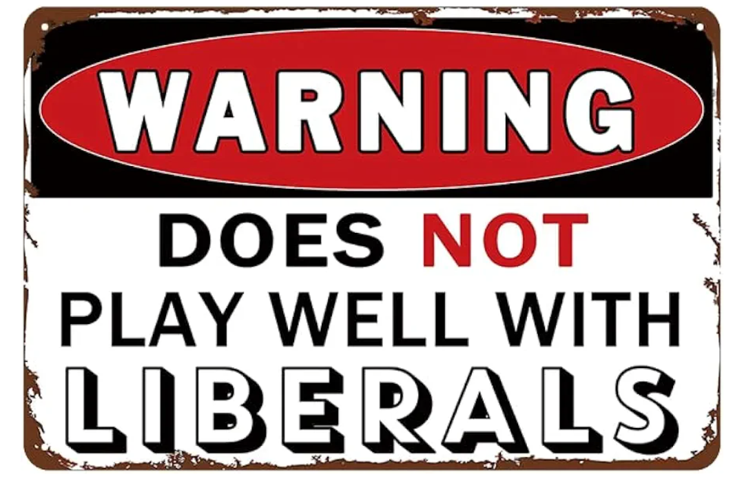 Pack of 3, YOYI ART Does Not Play Well With Liberals - Funny Vintage Metal Tin Sign for Man Cave, Garage, Home Bar, Basement Wall Decor Art, Cool Gifts, 12 x 8 inch