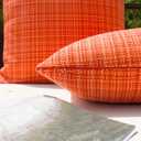 Kevin Textile Outdoor Waterproof Throw Pillow Covers 26x26 Inch Pack of 2 Woven Faux Linen Farmhouse Decorative Euro Shams Water Resistant Cushion Covers for Tent Patio Garden Couch Sofa Orange