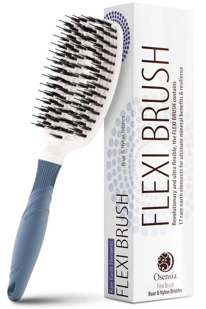 Boar Bristle Detangling Brush - Great for Thick, Dry, Curly or Straight Hair, Adults and Kids. Travel-Friendly Hair Detangler for Women.