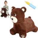 INPANY Bouncy Horse, Bear Hopper Toys, Toddlers Brown Bouncing Animal, Inflatable Plush Bounce Buddies, Kids Ride on Rubber Bouncer, Indoor Outdoor Birthday Gifts Toy for 2 3 4 Year Old Girls Boys