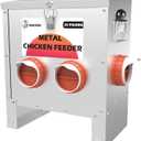 Metal Chicken Feeder Large Capacity 25lbs Automatic Metal Chicken Feeders No Waster Weatherproof Poultry Feeder for Chickens, Geese, Ducks, Turkeys (4-Port)
