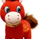 Horse Stuffed Animal Year of The Horse 2026 Smiling Horse Toys Plush Figurine 7.87 In,Chinese Lunar New Year Home Decor Mascot Holiday Zodiac Easter Basket Stuffers for Teens Toddler Easter Decor Gift