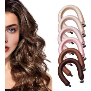 6 Pack Heatless Hair Curler, Heatless Curls Overnight for All Hairs Types, Hair Rollers for Blowout Look Long Hair, Curls Satin Jumbo Flexi Rods to Sleep in (Color,C)