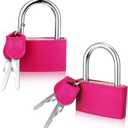 Gjinxi 2Pcs Gym Locker Lock with Key, Aluminum Pink Locker Lock with 1.65inch Wide, Waterproof Locker Padlock for Shed, Gate, and Storage Unit