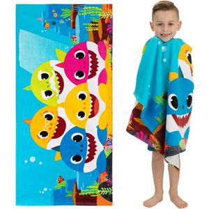 Franco Kids Super Soft Cotton Bath/Pool/Beach Towel, 58 in x 28 in, Baby Shark