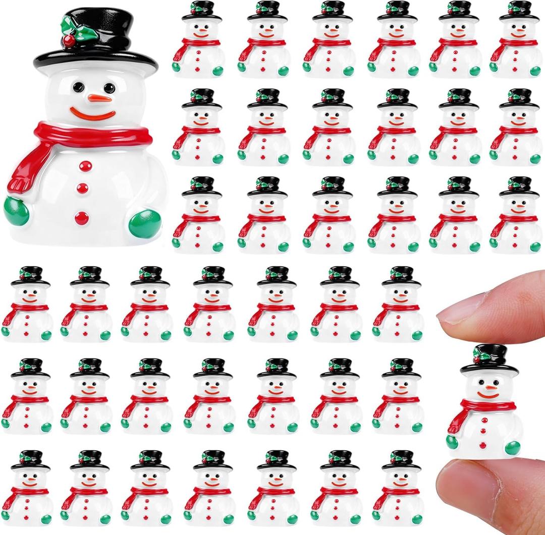 60 Pcs Mini Snowman Figurines Christmas Figurines to Hide Tiny Small Resin Snowman Figures Decorations Micro Landscape Crafts Garden Dollhouse Ornaments for DIY Xmas Home Party Decor