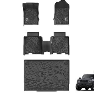 Amazon.com: 3W Floor Mats & Cargo Liner Fit for 2021-2024 2025 Ford Bronco 4 Door, TPE All Weather Custom Fit Floor Liner 1st 2nd Row and Full Set Trunk Mats, Black (Not for Bronco Sport & Rubberized Floor) : Automotive