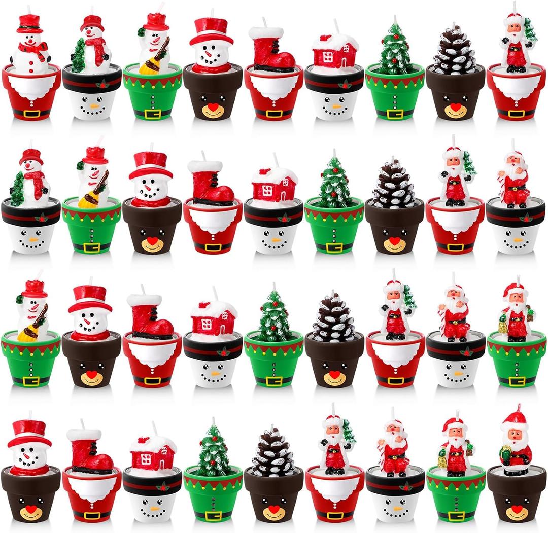 Shihanee Christmas tealight Candles Novelty Handmade Christmas Tree Candle Delicate Stylish Plant Candle Mini Candles for Party Favors Decorations Gifts(36)