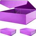 PACKHOME 17x14.5x5.5 Inches, 3 Extra Large Gift Boxes with Lids, Magnetic Closure Boxes for Clothes and Large Gifts (Glossy Purple with Grass Texture)