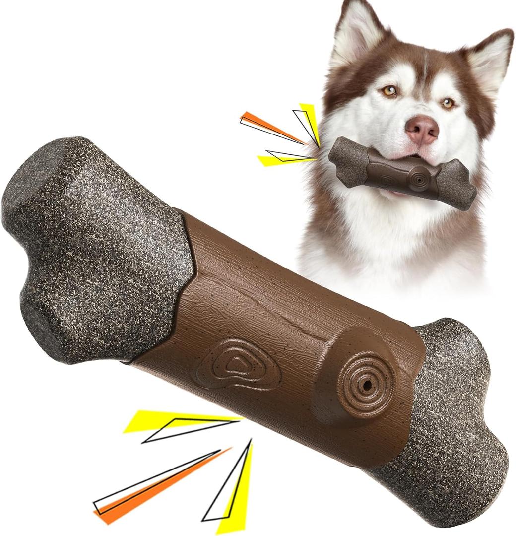 TLKNG Large Size Indestructible Squeaky Dog Chew Toy for Medium/Large Aggressive Chewers Breed Dogs Durable Squeak Bone Teething Crate Toys Indoor/Outdoor