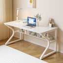 OSCHF 47.3-Inch Writing Desk with Storage Shelf, Warm White, 47.3x23.6 inch