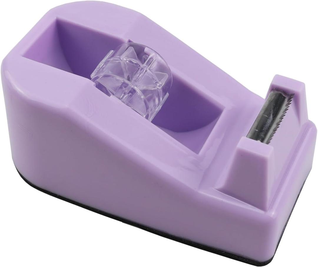 1Pcs Desktop Tape Dispenser,Adhesive Roll Holder with Weighted Nonskid Base,Office Tape Dispensers for School, Office and Home (Purple)
