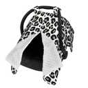 9CH Car Seat Canopy for Babies, Peekaboo Opening Minky Car Seat Cover for Baby Mom Nursing Breastfeeding Covers, Minky Blanket for Infant Toddler (Leopard)