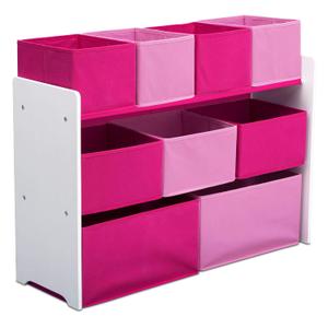 Delta Children Deluxe Multi-Bin Toy Organizer with Storage Bins, White/Pink Bins 36 x 11.81 x 28 inches