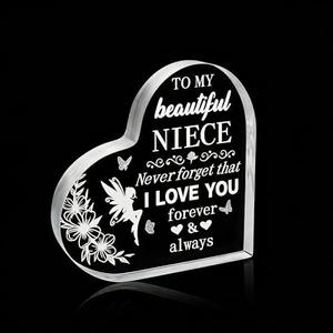 To My Niece Acrylic Keepsake Plaque, Inspirational Gifts from Aunt Uncle, Birthday Christmas Graduation Gifts for Niece, Cute Desk Decor for Nieces, Pack Of 2