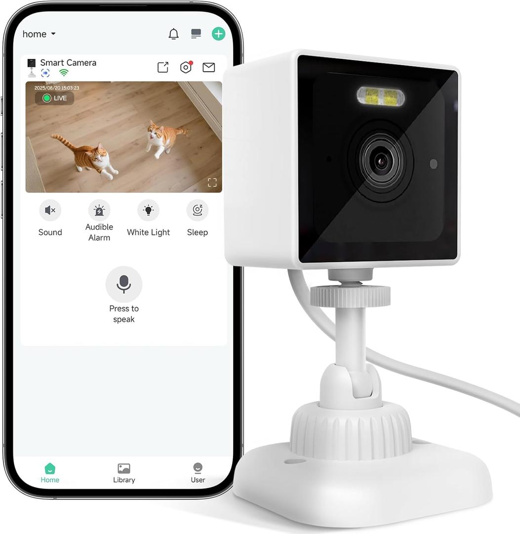 rolimate Smart Pet Security Camera for Clawsable Outdoor Cat House, HD Videio, Night Vision, Motion Dectection, 2-Way Audio Pet Monitor with Phone App, Cloud & SD Card Storage, Compatible with Alexa