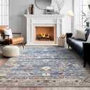 8x10ft Machine Washable Area Rug, 120 * 96" Large Ultra Soft Rugs with Non-Slip Backing & Durable Edge Binding, Vintage Fluffy Indoor Low-Pile Carpet for Living Room, Bedroom, Dinning, Kitchen