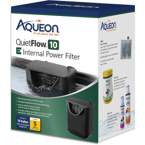 Aqueon QuietFlow 10 E Internal Aquarium Fish Tank Power Filter, Small, For Up To 10 Gallon Fish Tanks
