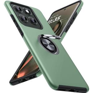 JAME for Motorola Edge 2025 Case, Dual Layer Military Grade Protection Shockproof Cover with Ring Holder Stand Kickstand, Slim Fit Protective Phone Case for Motorola Moto Edge 2025, Alpine Green