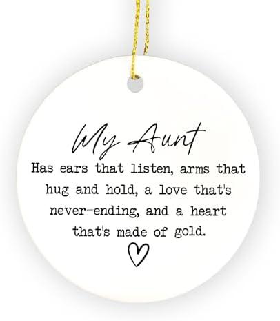 FUGWN Aunt Ornament, Best Aunt Gifts from Nephew Niece Hanging Ornaments for Christmas Tree Party Holiday Decorations, Auntie Gifts for Christmas Decorative Ornaments Keepsake