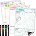 Magnetic Dry Erase Chore Chart - 8.5"x12" Behavior Responsibility Chore Board for Kids, Teenagers - 6 Extra Fine Point Markers Included - Shipped Flat 4 Pcs (Blue+pink+green+purple)