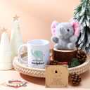 2 x 3 Pcs Christmas White Elephant Gifts for Women Elephant Coffee Mug Plush Doll Keychain and Bracelet with Inspirational Card Christmas Holiday Birthday Gift for Women Man Animal Lover