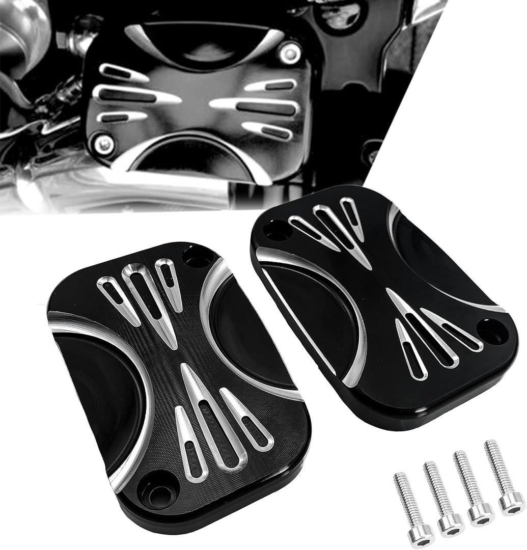 Motorcycle Brake Clutch Master Cylinder Covers Aluminum Left and Right Brake Reservoir Cylinder Cover for Harley Touring Road King Electra Street Glide Ultra Classic