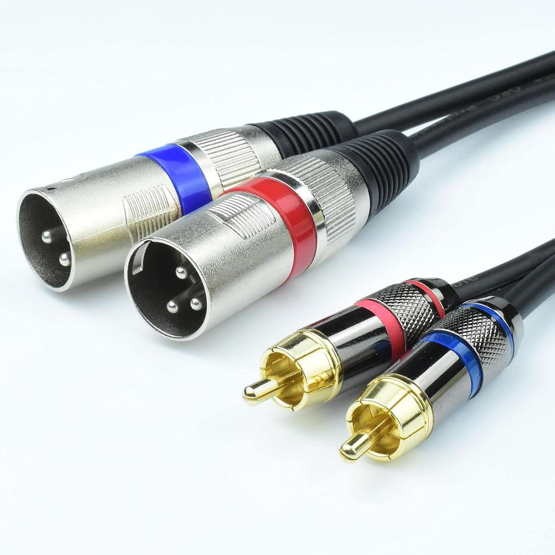 Dual RCA Male to Dual XLR Male Cable Adapter, 3.3 Feet Unbalanced L/R RCA to XLR Phono Plug Cable, Left and Right Tape Out Cord, for Mixer, Studio Monitor, Stereo HiFi Subwoofer Speaker