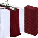 16 Pack Burgundy Cheesecloth Table Runner 10ft Boho Gauze Fabric 120 Inch Cheese Cloth Table Runner Rustic Sheer for Wedding Decor Baby Shower Party Centerpiece Decoration