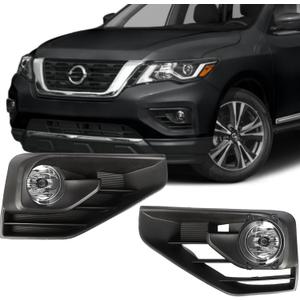 Silscvtt 2Pcs Fog Lights Assembly Replacement for 2017-2019 Pathfinder Clear Lens with Switch Bezel Wires Bulbs Left+Right Side (Passenger & Driver Side)