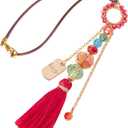 3 x Akitai Elegant Cross for Car Mirror - Sun Catcher Rearview Mirror Charm, Transforms Sunlight and Diffuses Colors and Energy Throughout The Car - Red Tassel