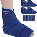 KingPavonini Ankle Foot Ice Pack Wrap for Sprained Ankle/Surgery Recovery, Reusable Gel Ice Packs for Feet Injuries, Plantar Fasciitis, Achilles Tendonitis, Hot/Cold Therapy, XL (1 Wrap+8 Gel Packs)