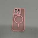 CANSHN Magnetic Compatible with iPhone 15 Pro Case, Upgraded [Full Camera Protection] [Compatible with Magsafe] [Translucent Matte] Shockproof Protective Phone Case Cover 6.1 Inch - Pink