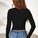 PRETTYGARDEN Womens Long Sleeve Shirts 2026 Fall Trendy Crewneck Slim Fit Asymmetrical Going Out Tops Ruched Tee Y2k Clothes (XL)