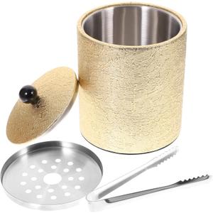 Stainless Steel Ice Bucket with Lid and Ice Tong Ice Bucket for Cocktail Bar Whisky Gold