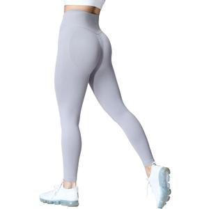 Aoxjox Women's Scrunch Butt Lifting Seamless Leggings Booty High Waisted Workout Yoga Pants 23" (A Light Grey) XS