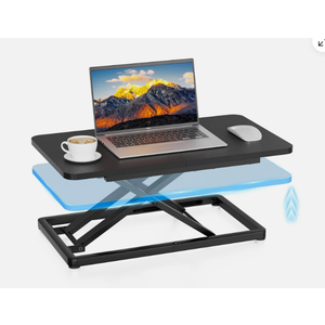 23.6" Standing Desk Converter with Stepless Adjustment, Ergonomic Sit Stand Riser for Laptop & Keyboard, Gas Spring Stand Up Desk Riser, Basic Single Platform Riser for Home Office, Black