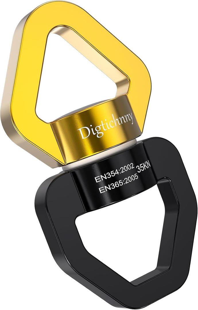 Swing Swivel, 35KN Safety Rotational Device, Swing Spinner for Web Tree Swing, Aerial Dance, Children's Swing, Hanging Hammock Black-Gold