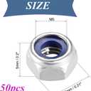 6 x M5x0.8mm Nylon Lock Nuts,SpzcdZa 50pcs 304 Stainless Steel Nylon Insert Hex Lock Nuts for Industrial and Construction Fasteners