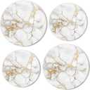 Electric Stove Top Covers Set of 4 for Range Accessories, Elegant White Marble with Golden Veins Gas Stove Top Covers for Expanding Counter Space Stovetop Decor