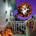 Stained Glass Window Hanging - Halloween White Ghost Suncatcher for Doors Window Garden Indoor Spooky Funny Orange Sun Catchers Gothic Decor Horror Gifts for Women Men Friend 9.8 in