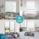 Joydeco No Drill Zebra Blinds for Windows, Cordless Day & Night Dual Sheer Roller Shades, Easy Installation, Free-Stop Lift System, Light Filtering Privacy Blinds for Home(White,24" W x 75" H)