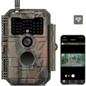 GardePro E6 WiFi Trail Camera (Non-Cellular), Stable WiFi with External Antenna, On-Site App Viewing, 64MP 1296P HD, No-Glow Night Vision, Motion Activated Waterproof Game Camera