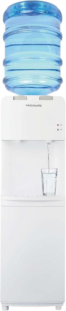 Frigidaire EFWC498, Top Load Hot & Cold Water Cooler Dispenser for Home, Garage, Dorm, RV & Cottage, 3 and 5 Gallon Bottles, 11" D x 11.5" W x 36" H, White