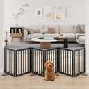 Extra Wide Dog Gate 110 inches Wide, Freestanding Pet Gate for The House Doorway, Pet Puppy Barrier, Support Feet Included, Black,6 Panels