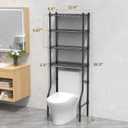 EAGMAK 4 Tier Over The Toilet Storage Rack, Bathroom Organizers and Storage Over Toilet with Adjustable Shelf and Basket, Above Toilet Storage Bathroom Cabinet for Small Space (Black), 23.6 x 11.8 x 66.9 inches